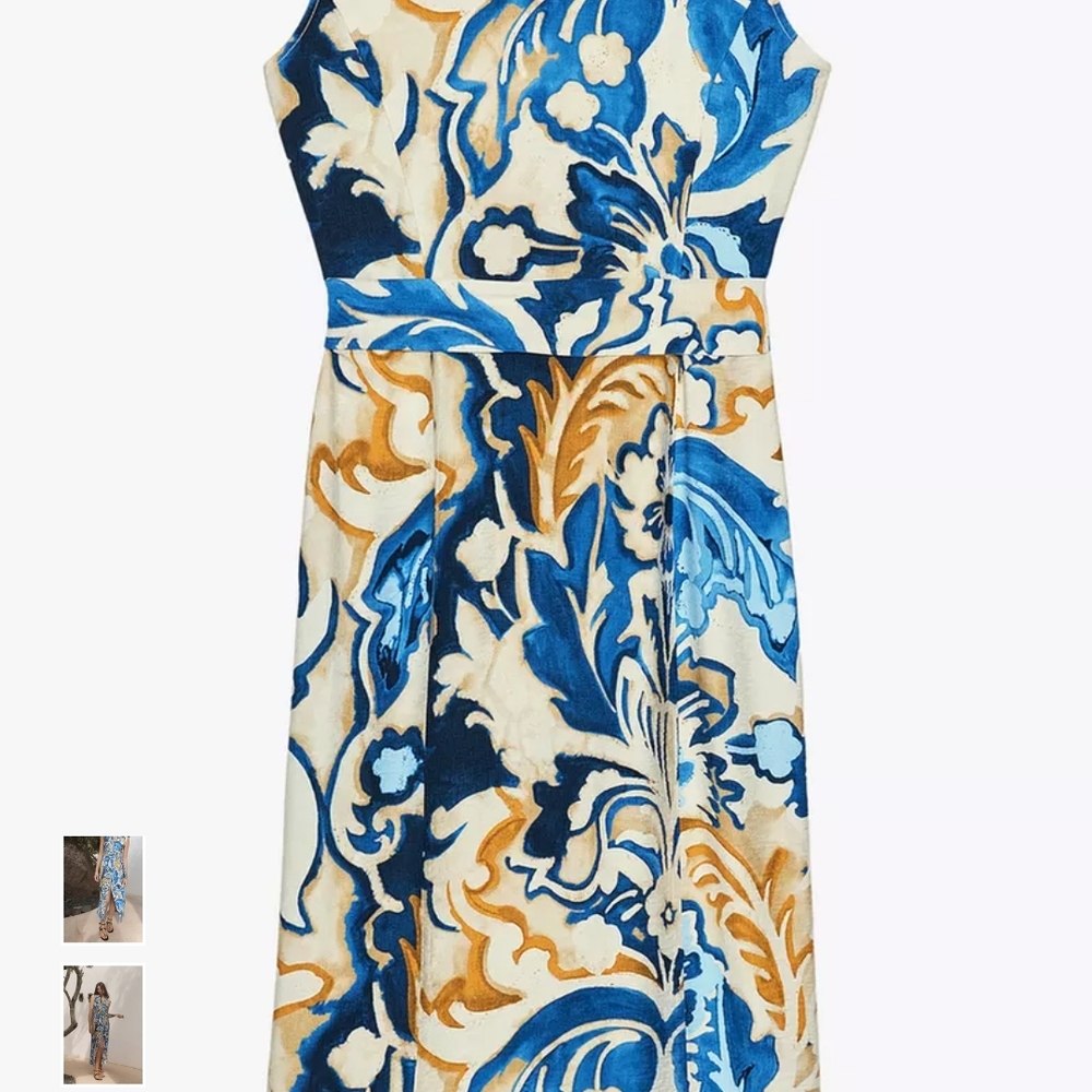 Zara High Low Dress in Blue and Gold Floral - Picture 6 of 10